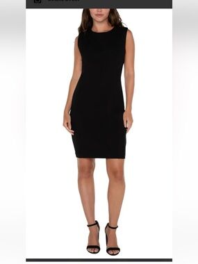 Liverpool Black Ponte Knit Sleeveless Sheath Dress NWT Size 10